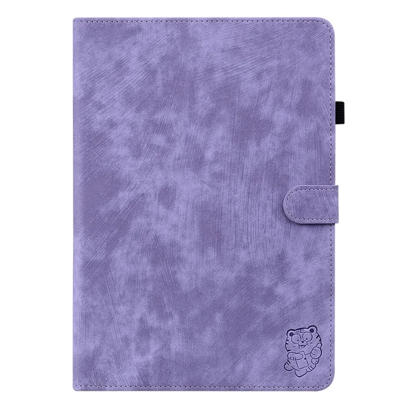 PU Leather Case for Lenovo Tab M9 TB-310FU Cute Tiger Pattern Tablet Protective Sleeve with Stand / Card Holder - Purple