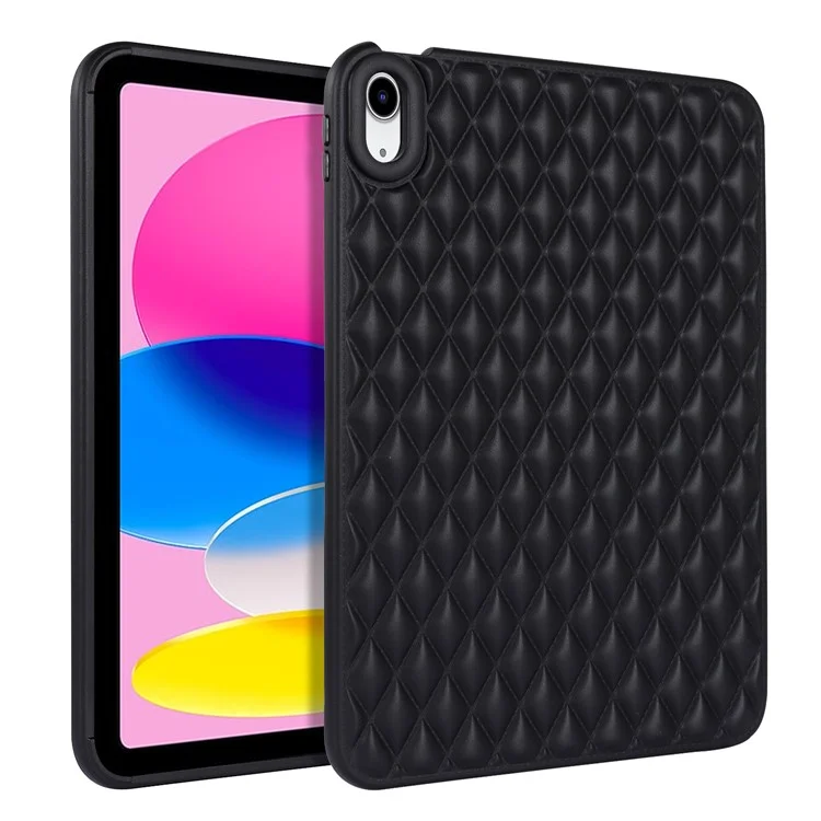 Anti-drop Protective Back Cover für iPad 10.9 (2022) Rhombus-Muster Soft TPU Tablet-Hülle - Schwarz