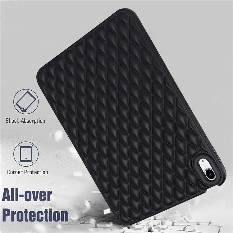 Anti-drop Protective Back Cover für iPad 10.9 (2022) Rhombus-Muster Soft TPU Tablet-Hülle - Schwarz
