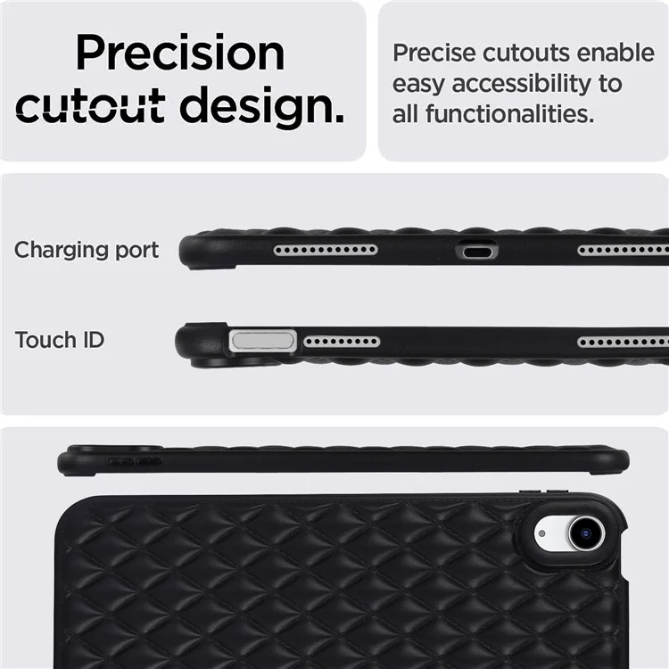 Anti-drop Protective Back Cover für iPad 10.9 (2022) Rhombus-Muster Soft TPU Tablet-Hülle - Schwarz