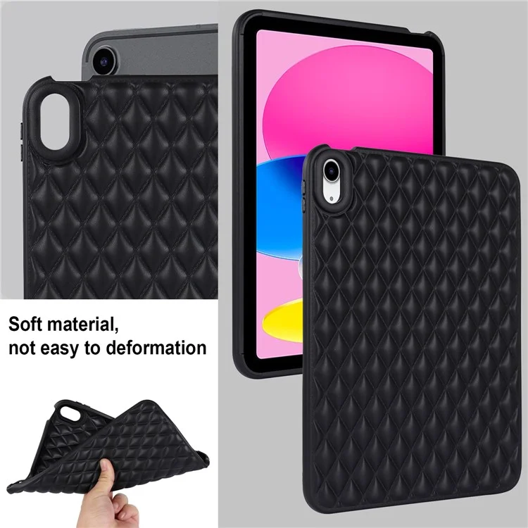 Anti-drop Protective Back Cover für iPad 10.9 (2022) Rhombus-Muster Soft TPU Tablet-Hülle - Schwarz