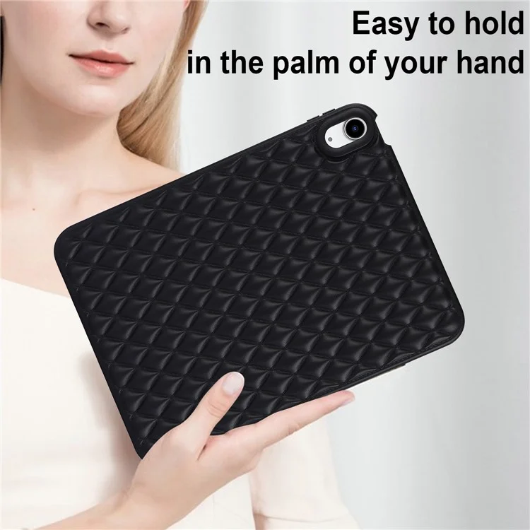 Anti-drop Protective Back Cover für iPad 10.9 (2022) Rhombus-Muster Soft TPU Tablet-Hülle - Schwarz