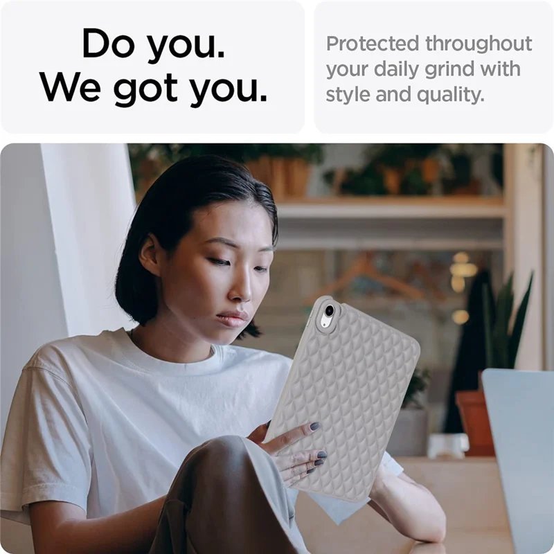 Cover posteriore protettiva anti-caduta per iPad (2025) / 10,9 (2022) con motivo romboidale in TPU morbido - Grigio