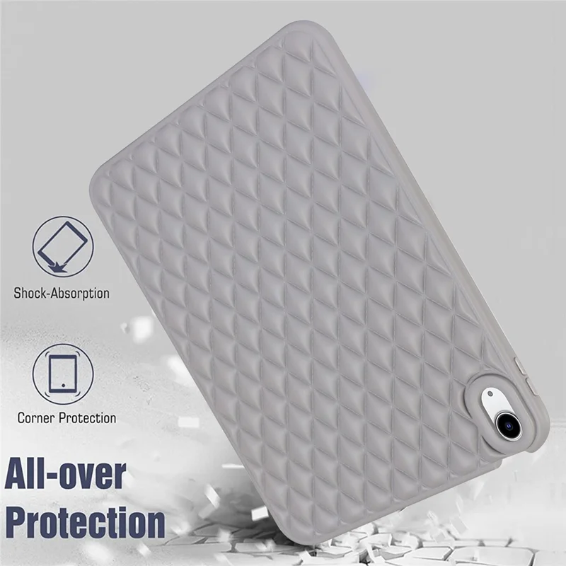 Cover posteriore protettiva anti-caduta per iPad (2025) / 10,9 (2022) con motivo romboidale in TPU morbido - Grigio