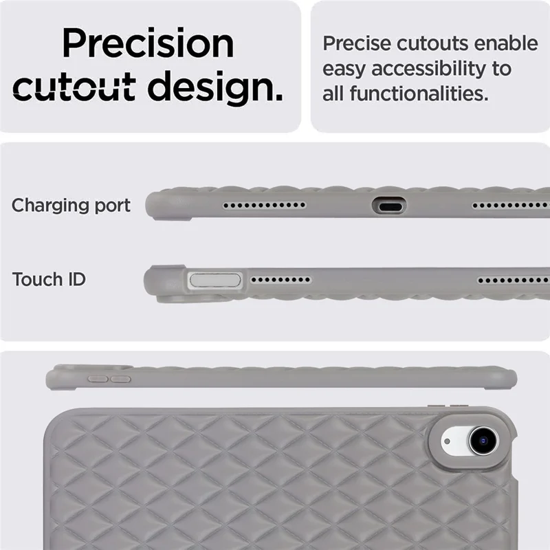 Cover posteriore protettiva anti-caduta per iPad (2025) / 10,9 (2022) con motivo romboidale in TPU morbido - Grigio