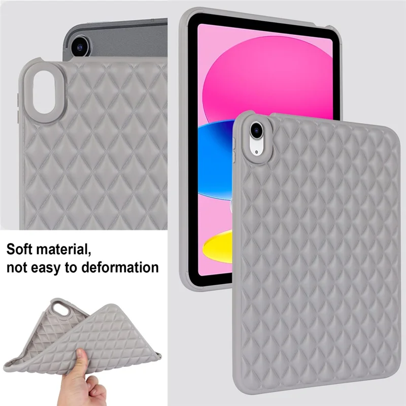 Cover posteriore protettiva anti-caduta per iPad (2025) / 10,9 (2022) con motivo romboidale in TPU morbido - Grigio