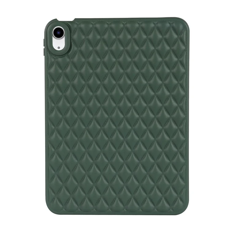 Anti-Drop Protective Back Cover for iPad (2025) / 10.9 (2022) Rhombus Pattern Soft TPU Tablet Case - Green