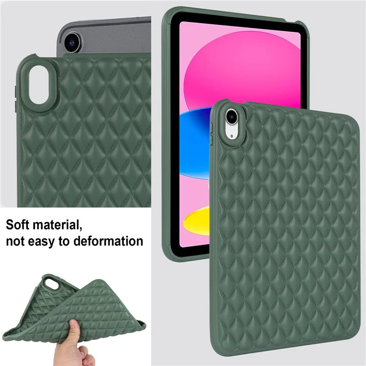 Anti-Drop Protective Back Cover for iPad (2025) / 10.9 (2022) Rhombus Pattern Soft TPU Tablet Case - Green