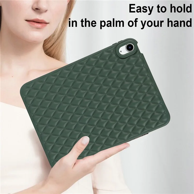 Anti-Drop Protective Back Cover for iPad (2025) / 10.9 (2022) Rhombus Pattern Soft TPU Tablet Case - Green