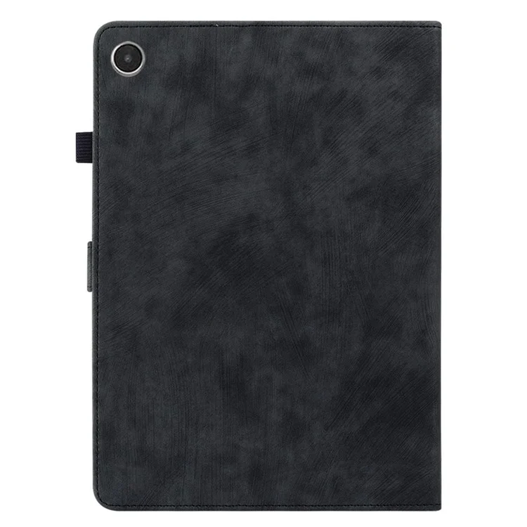For Lenovo Tab M8 (4th Gen) 2024 TB-301XU / M8 (4th Gen) 2023 TB-300FU PU Leather Tablet Case Cute Tiger Pattern Stand Cover - Black