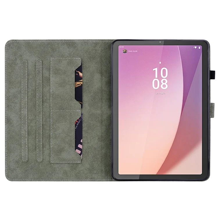 For Lenovo Tab M8 (4th Gen) 2024 TB-301XU / M8 (4th Gen) 2023 TB-300FU PU Leather Tablet Case Cute Tiger Pattern Stand Cover - Black
