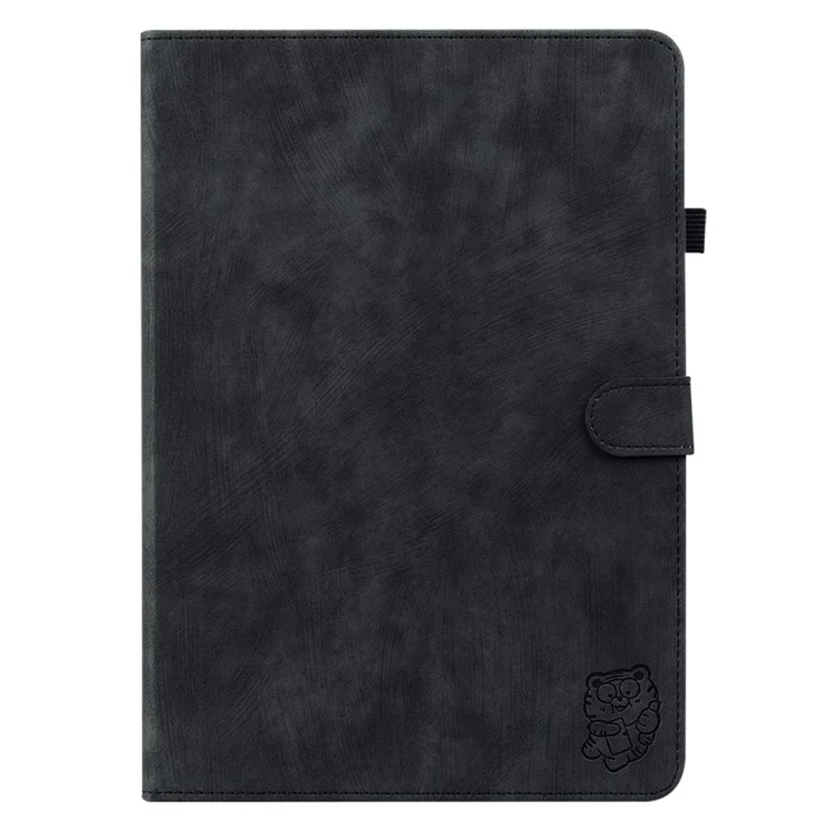 For Lenovo Tab M8 (4th Gen) 2024 TB-301XU / M8 (4th Gen) 2023 TB-300FU PU Leather Tablet Case Cute Tiger Pattern Stand Cover - Black