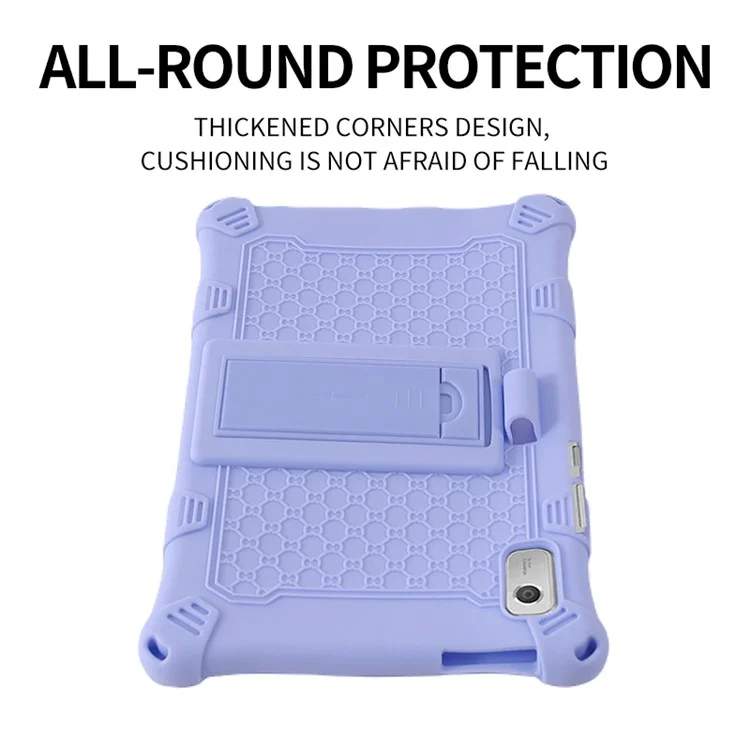For Lenovo Tab M9 PC + Silicone Shock-Resistant Tablet Case Adjustable Kickstand Cover with Shoulder Strap - Camouflage Rose / Light Purple