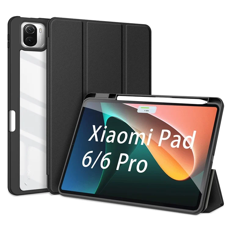 Estuche para Tablet DUX DUCIS TOBY Series para Xiaomi Pad 6 / 6 Pro Cubierta Plegable Tri-Fold de Cuero PU con Función Automática de Encendido/Apagado - Negro 