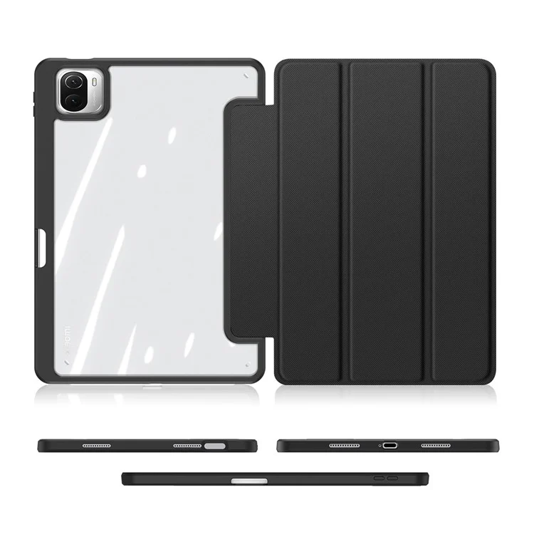 Estuche para Tablet DUX DUCIS TOBY Series para Xiaomi Pad 6 / 6 Pro Cubierta Plegable Tri-Fold de Cuero PU con Función Automática de Encendido/Apagado - Negro 