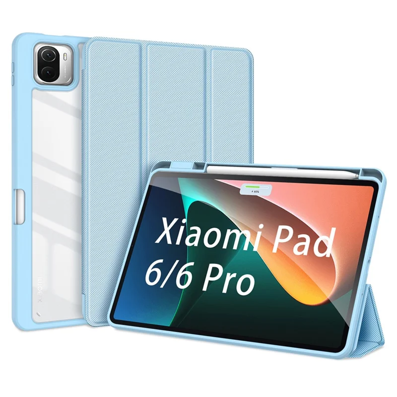 Чехол DUX DUCIS TOBY Series для планшета Xiaomi Pad 6 / 6 Pro, кожаный PU, автоматическое пробуждение/сон, трехстворчатая подставка - голубой