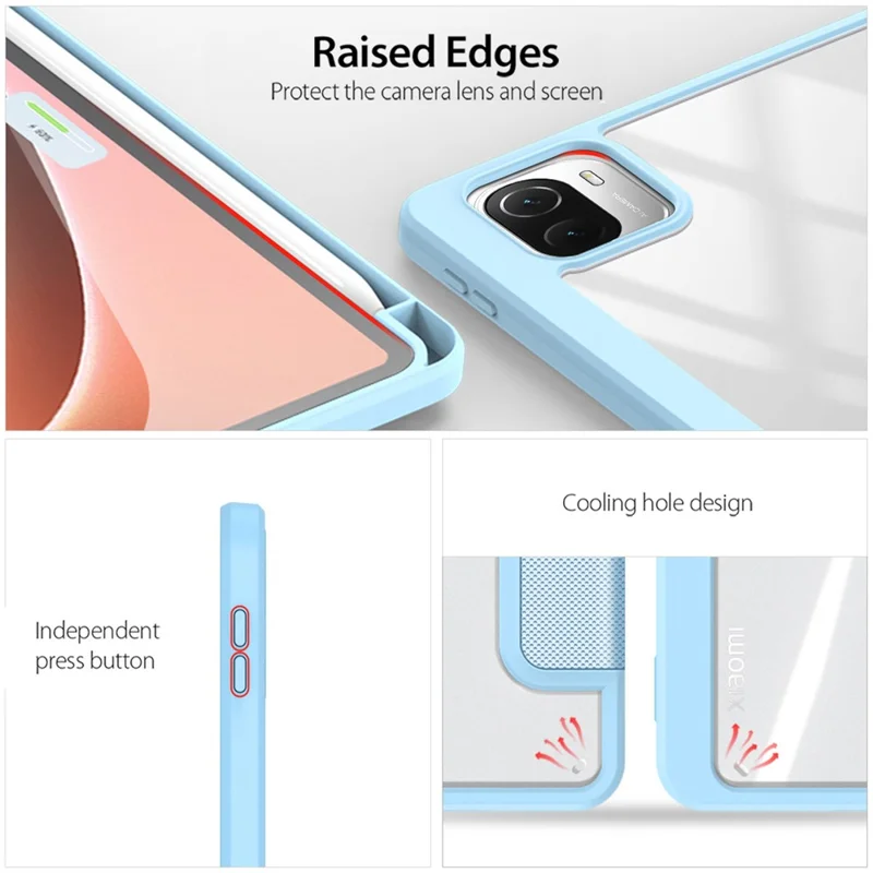 Чехол DUX DUCIS TOBY Series для планшета Xiaomi Pad 6 / 6 Pro, кожаный PU, автоматическое пробуждение/сон, трехстворчатая подставка - голубой