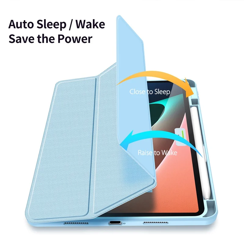 Чехол DUX DUCIS TOBY Series для планшета Xiaomi Pad 6 / 6 Pro, кожаный PU, автоматическое пробуждение/сон, трехстворчатая подставка - голубой