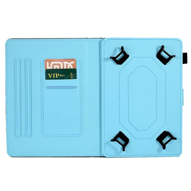 Para 6.8-7.5 Pulgadas de Estador de Impresión de Patrones de Tableta Smart PU Flip Cover Con Ranuras Para Tarjetas - Mariposa de Peonía