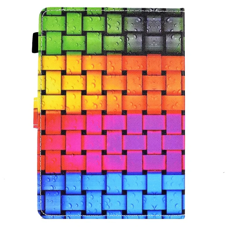 Para Tablet Padrão de Impressão de 6,8-7,5 Polegadas Caso de Suporte Inteligente Capa Flip de Couro PU com Slots para Cartões - Faixa Tricotada