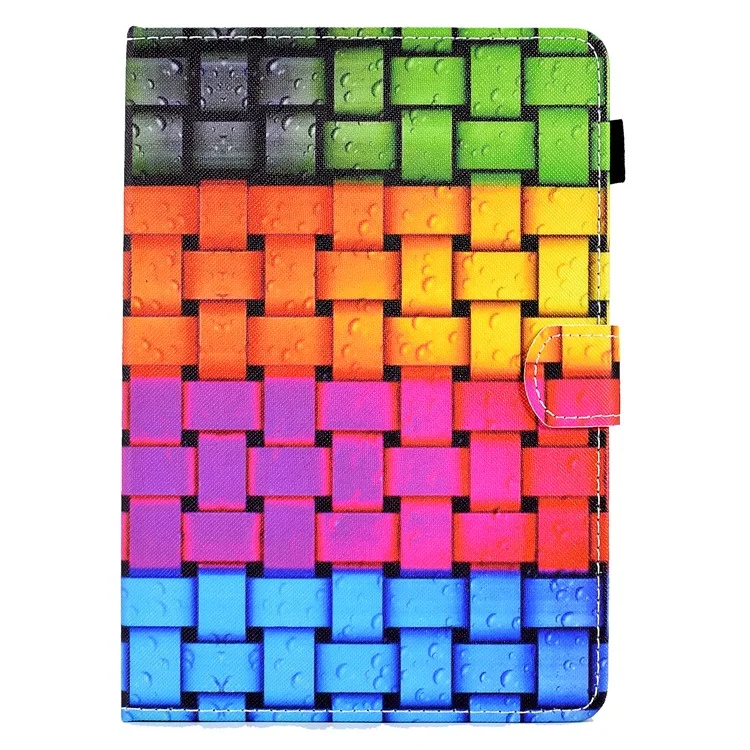 Para Tablet Padrão de Impressão de 6,8-7,5 Polegadas Caso de Suporte Inteligente Capa Flip de Couro PU com Slots para Cartões - Faixa Tricotada