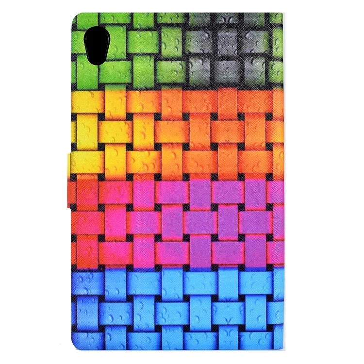 Shockproof Case for Lenovo Tab M10 HD Gen 2 (X306X) PU Leather Cover Pattern Printed Tablet Case with Stand  /  Card Slots - Knitted Strip