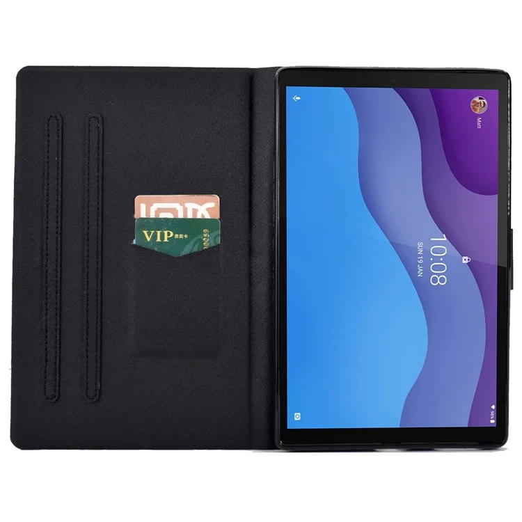 Shockproof Case for Lenovo Tab M10 HD Gen 2 (X306X) PU Leather Cover Pattern Printed Tablet Case with Stand  /  Card Slots - Knitted Strip