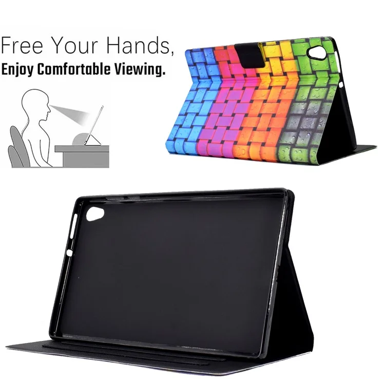 Shockproof Case for Lenovo Tab M10 HD Gen 2 (X306X) PU Leather Cover Pattern Printed Tablet Case with Stand  /  Card Slots - Knitted Strip