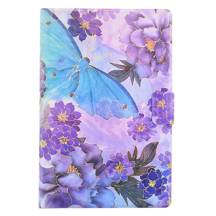 For Lenovo Tab M10 Plus (3rd Gen) / Xiaoxin Pad 2022 10.6 inch Card Slot Tablet Case PU Leather Pattern Printed Stand Cover - Peony Butterfly