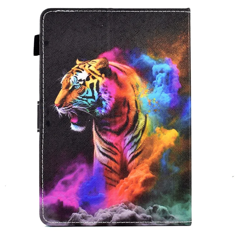 Universal Case for 9.5-10.5 inch Tablet Leather Flip Cover Pattern Printed Anti-Drop Shockproof Case - Colorful Tiger