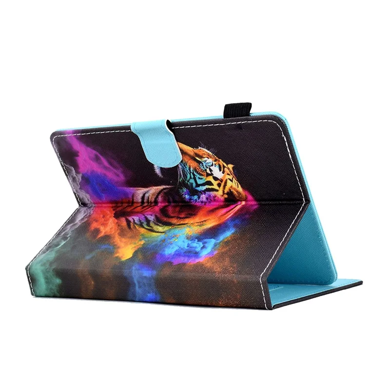 Universal Case for 9.5-10.5 inch Tablet Leather Flip Cover Pattern Printed Anti-Drop Shockproof Case - Colorful Tiger