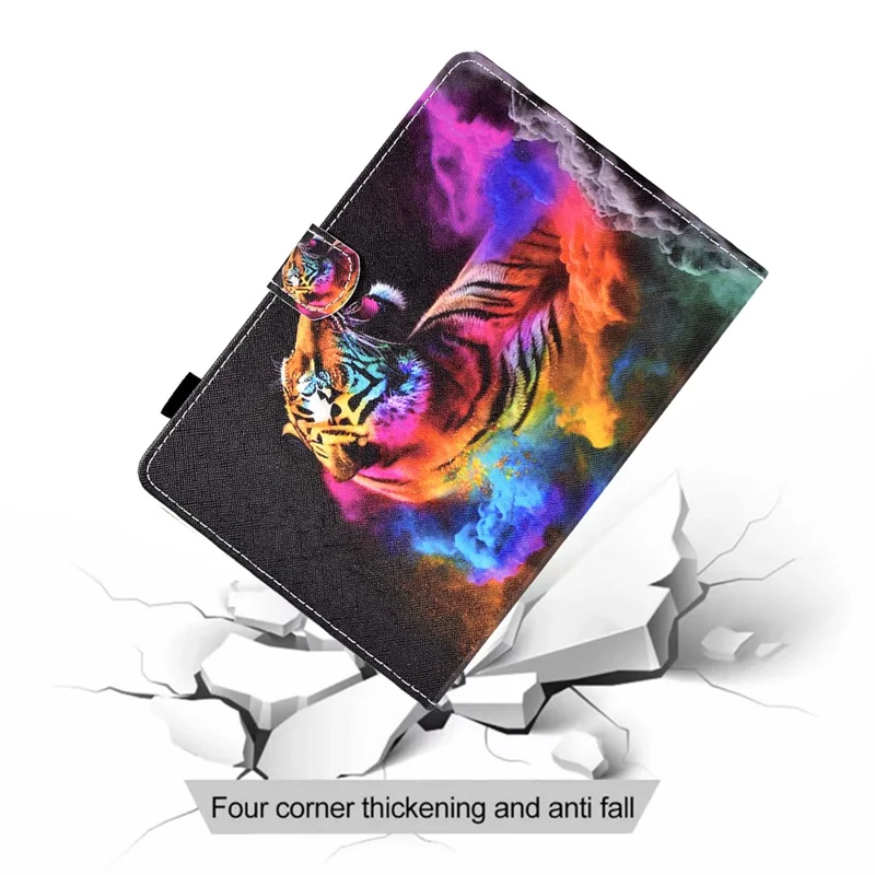 Universal Case for 9.5-10.5 inch Tablet Leather Flip Cover Pattern Printed Anti-Drop Shockproof Case - Colorful Tiger