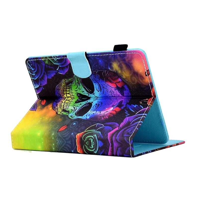 Universal Case for 9.5-10.5 inch Tablet Leather Flip Cover Pattern Printed Anti-Drop Shockproof Case - Skull