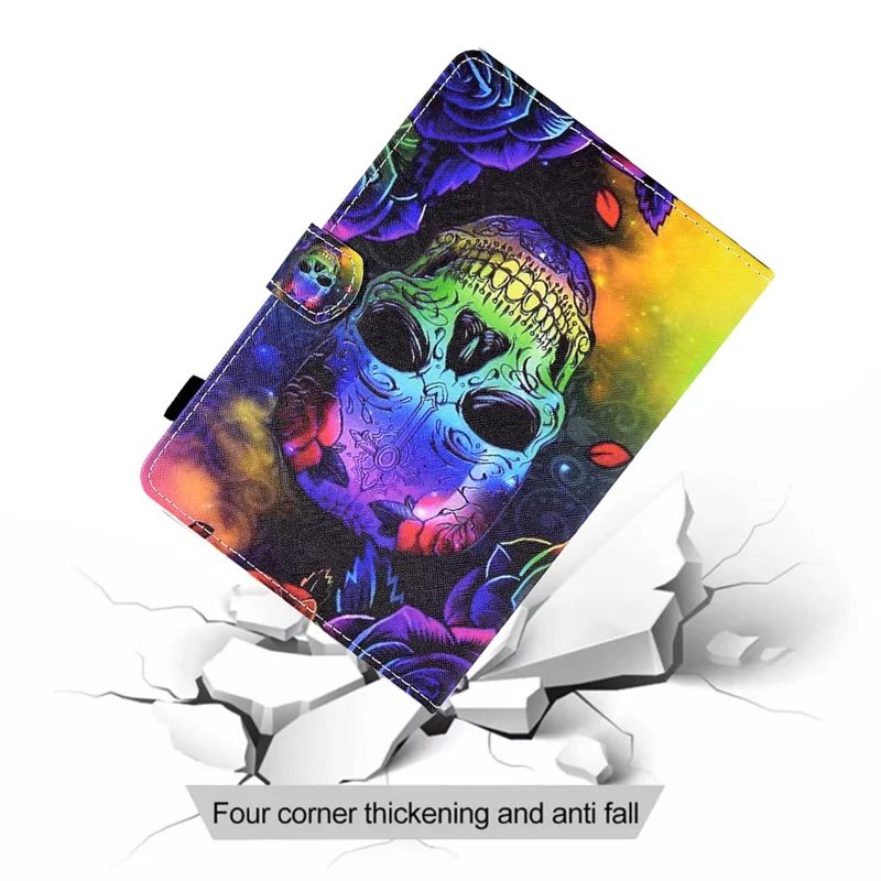 Universal Case for 9.5-10.5 inch Tablet Leather Flip Cover Pattern Printed Anti-Drop Shockproof Case - Skull