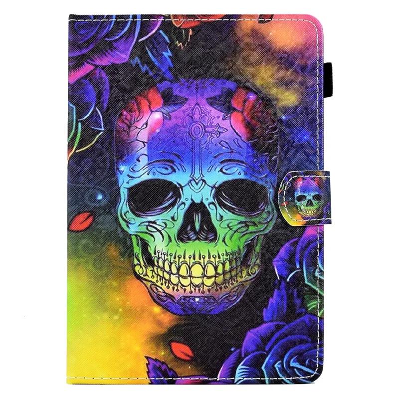 Universal Case for 9.5-10.5 inch Tablet Leather Flip Cover Pattern Printed Anti-Drop Shockproof Case - Skull