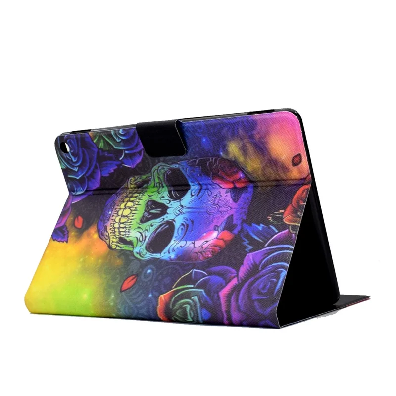 For Amazon Fire HD 10 (2021) / HD 10 Plus (2021) Leather Cover Pattern Printed Anti-Scratch Tablet Case with Card Slots - Skull
