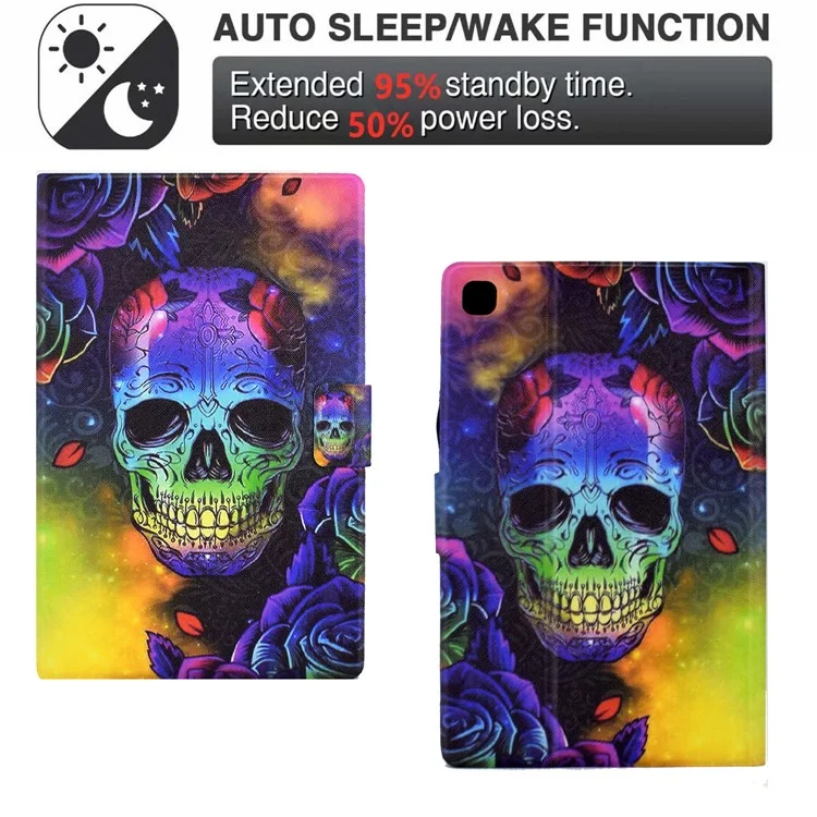 Leather Flip Cover for Samsung Galaxy Tab S6 Lite (2024) / S6 Lite (2022) / S6 Lite (2020) (SM-P610 / 615) Case Pattern Printed - Skull