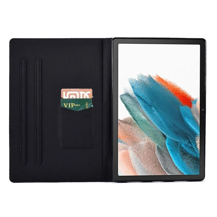 Cubierta de Cuero Estampado para Samsung Galaxy Tab A8 10.5 (2021) X205 / X200 Ranuras para Tarjetas Funda para Tableta - Tira Tejida