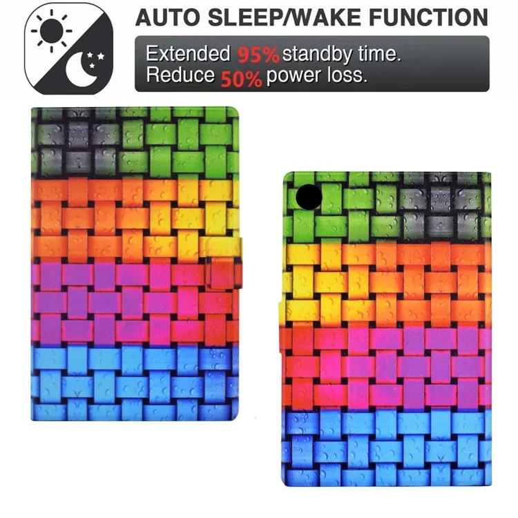 Cubierta de Cuero Estampado para Samsung Galaxy Tab A8 10.5 (2021) X205 / X200 Ranuras para Tarjetas Funda para Tableta - Tira Tejida