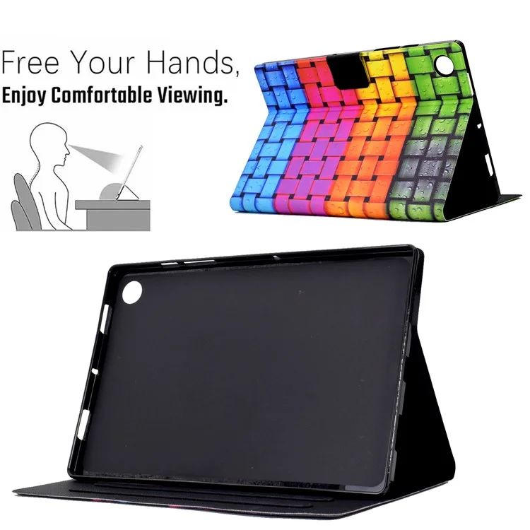 Cubierta de Cuero Estampado para Samsung Galaxy Tab A8 10.5 (2021) X205 / X200 Ranuras para Tarjetas Funda para Tableta - Tira Tejida