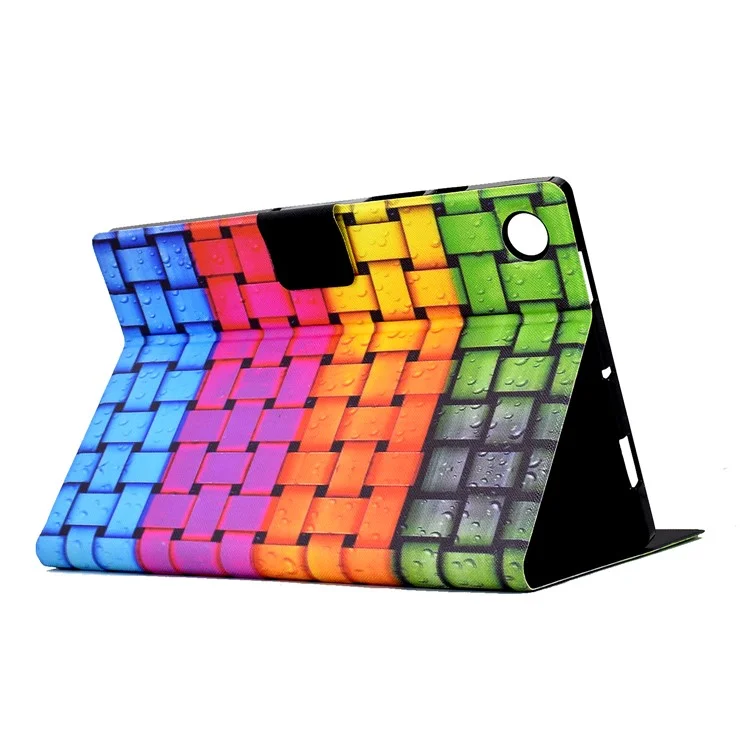 Cubierta de Cuero Estampado para Samsung Galaxy Tab A8 10.5 (2021) X205 / X200 Ranuras para Tarjetas Funda para Tableta - Tira Tejida