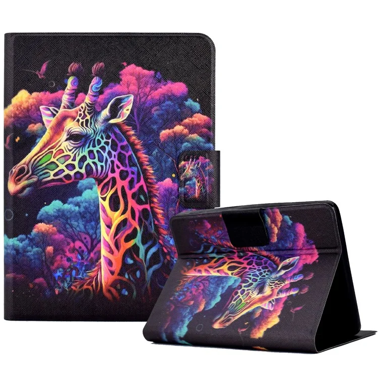 Protective Case for Amazon Kindle Paperwhite 5 (2021) Tablet Case Pattern Printed Leather Flip Cover with Card Slots - Giraffe