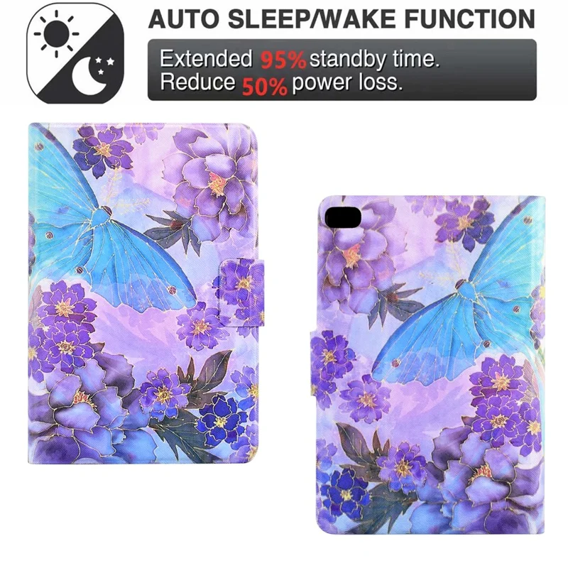For iPad Air (2013) / Air 2 / iPad 9.7-inch (2017) / (2018) Case Pattern Printed Leather Flip Cover Anti-Drop Tablet Shell - Peony Butterfly