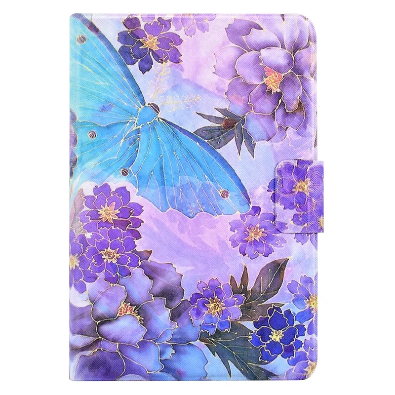 For iPad Air (2013) / Air 2 / iPad 9.7-inch (2017) / (2018) Case Pattern Printed Leather Flip Cover Anti-Drop Tablet Shell - Peony Butterfly