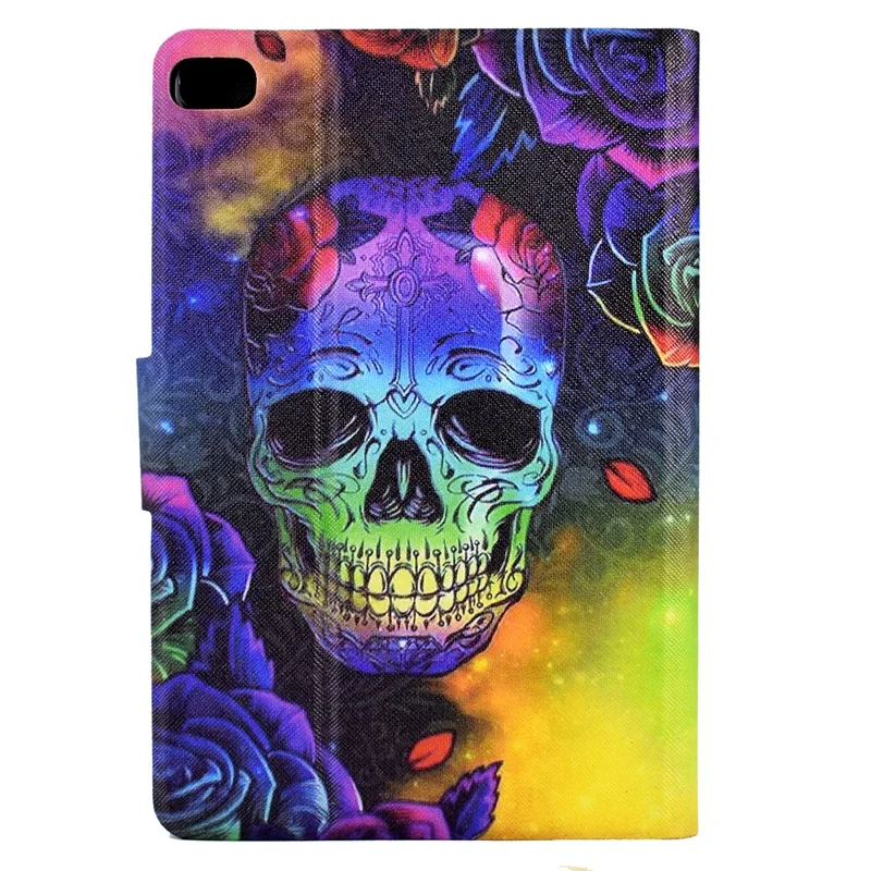 For iPad Air (2013) / Air 2 / iPad 9.7-inch (2017) / (2018) Case Pattern Printed Leather Flip Cover Anti-Drop Tablet Shell - Skull