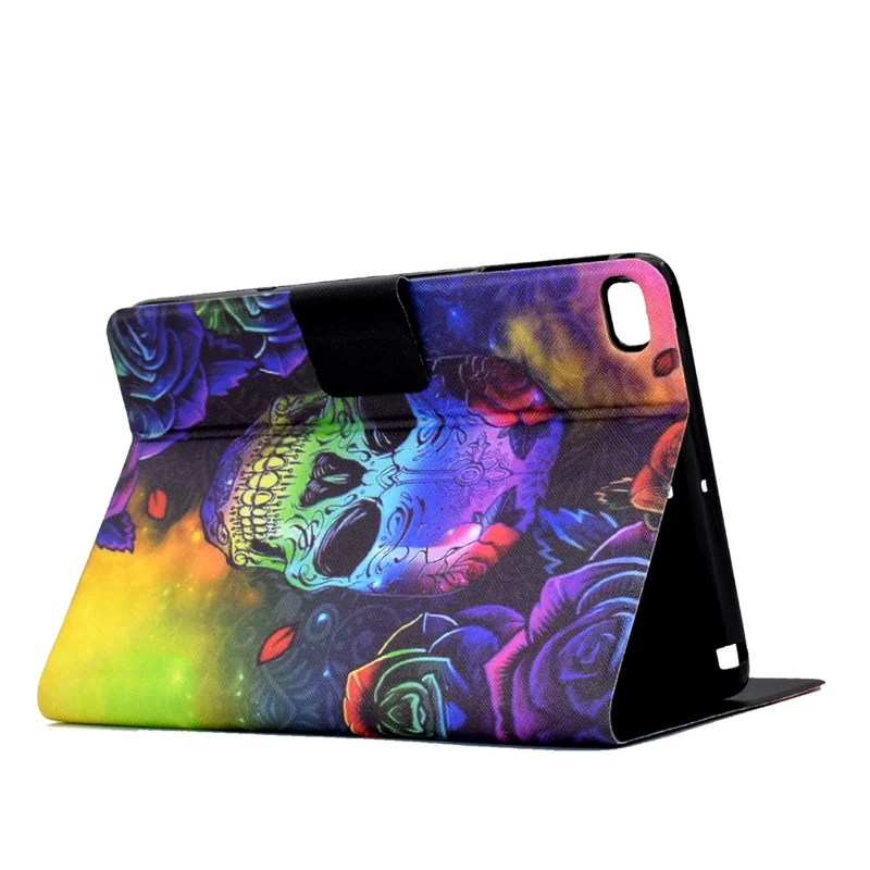 For iPad Air (2013) / Air 2 / iPad 9.7-inch (2017) / (2018) Case Pattern Printed Leather Flip Cover Anti-Drop Tablet Shell - Skull