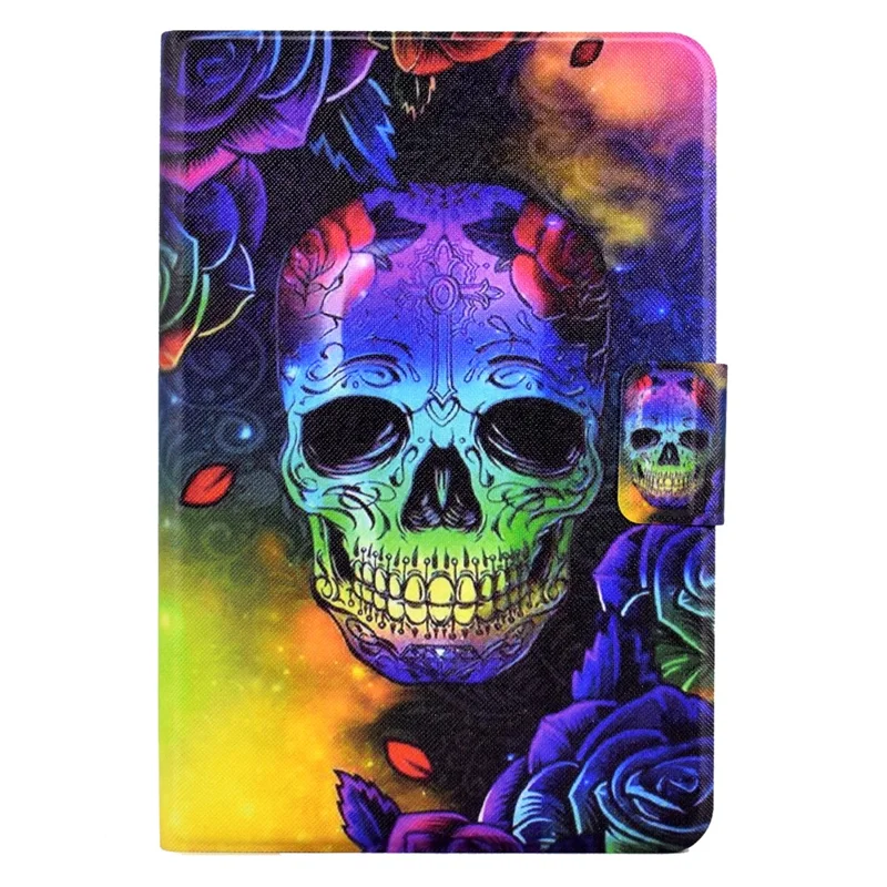 For iPad Air (2013) / Air 2 / iPad 9.7-inch (2017) / (2018) Case Pattern Printed Leather Flip Cover Anti-Drop Tablet Shell - Skull