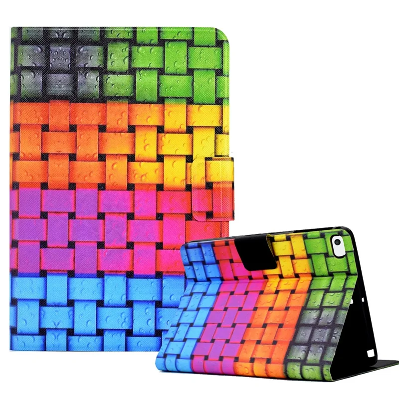For iPad Air (2013) / Air 2 / iPad 9.7-inch (2017) / (2018) Case Pattern Printed Leather Flip Cover Anti-Drop Tablet Shell - Knitted Strip