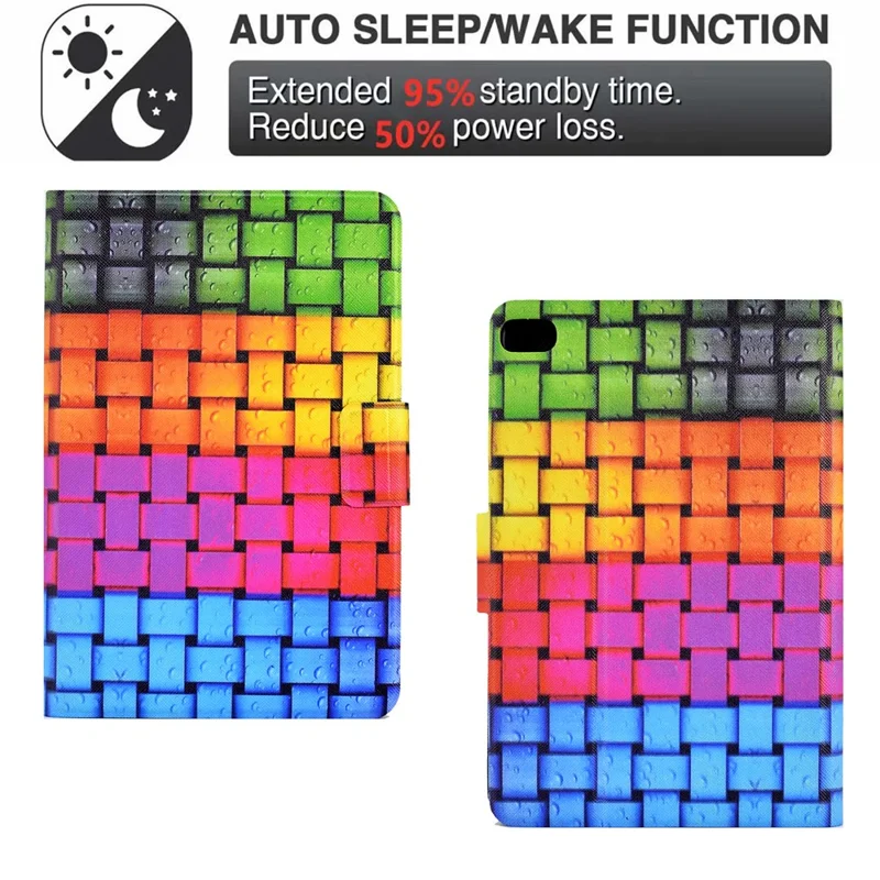 For iPad Air (2013) / Air 2 / iPad 9.7-inch (2017) / (2018) Case Pattern Printed Leather Flip Cover Anti-Drop Tablet Shell - Knitted Strip