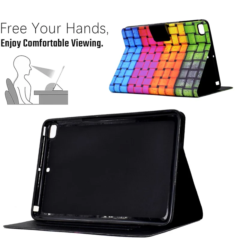 For iPad Air (2013) / Air 2 / iPad 9.7-inch (2017) / (2018) Case Pattern Printed Leather Flip Cover Anti-Drop Tablet Shell - Knitted Strip